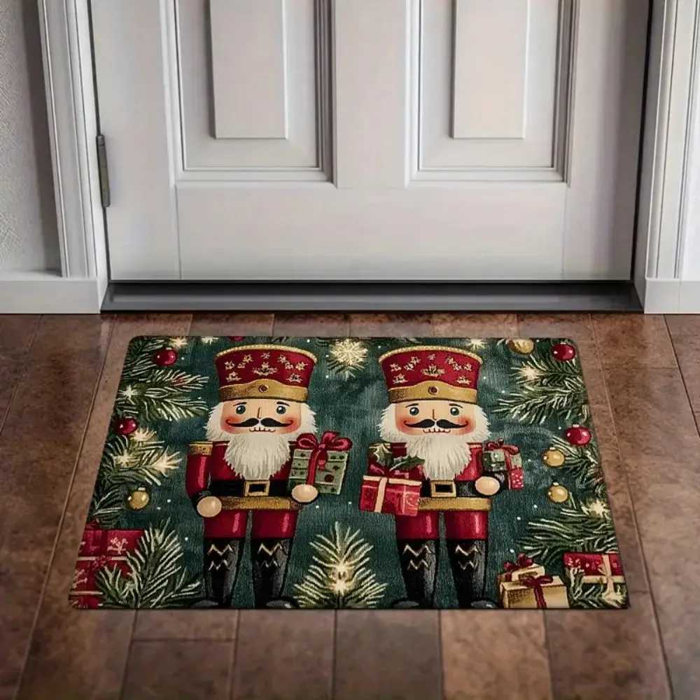 VIKAMA 1Pc Nutcracker Christmas Vacation Cute Colorful Christmas Doormat Waterproof Non-Slip Welcome Doormat Decorative RugM251117