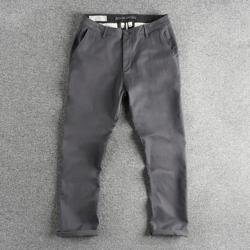 Men's Pants 2025 Spring Autumn American Retro Woven Twill Chino Busniess Simple 97.4% Cotton Washed Casual Straight Trousers