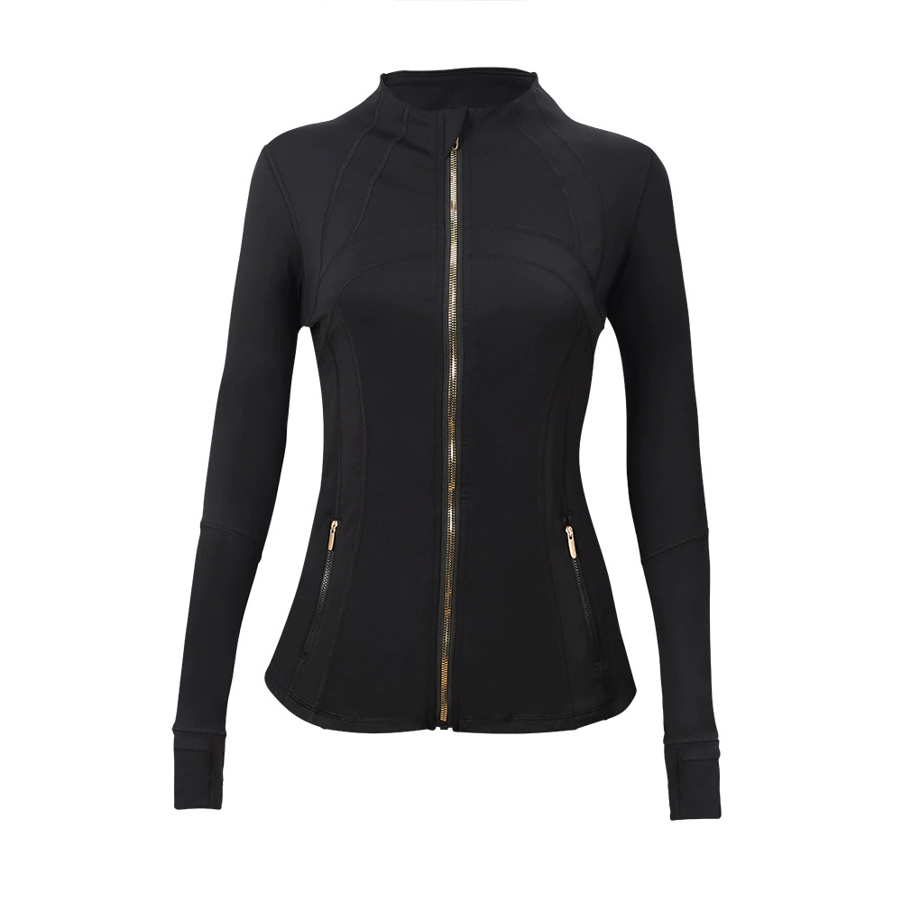 Gold Zipper Jacket for Women High Waist Hip Lifting Leggings Flared Elastic Breathable Slim Fit Sports Fiess Yoga Long Sleeve Top Ninth Pants 2 Pieces