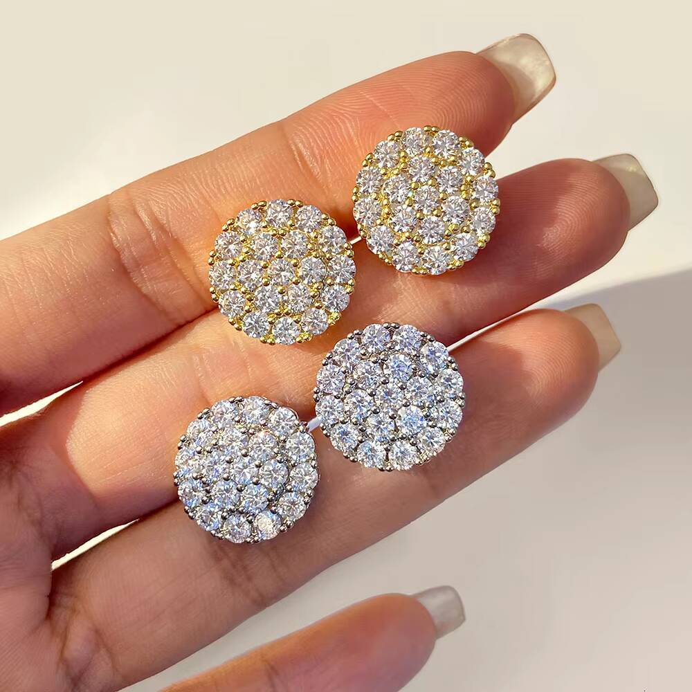 For FOXI 925 Sterling Silver Zirconia Stud Earrings for Women Gold Rhodium Plated for Anniversary Party Gift