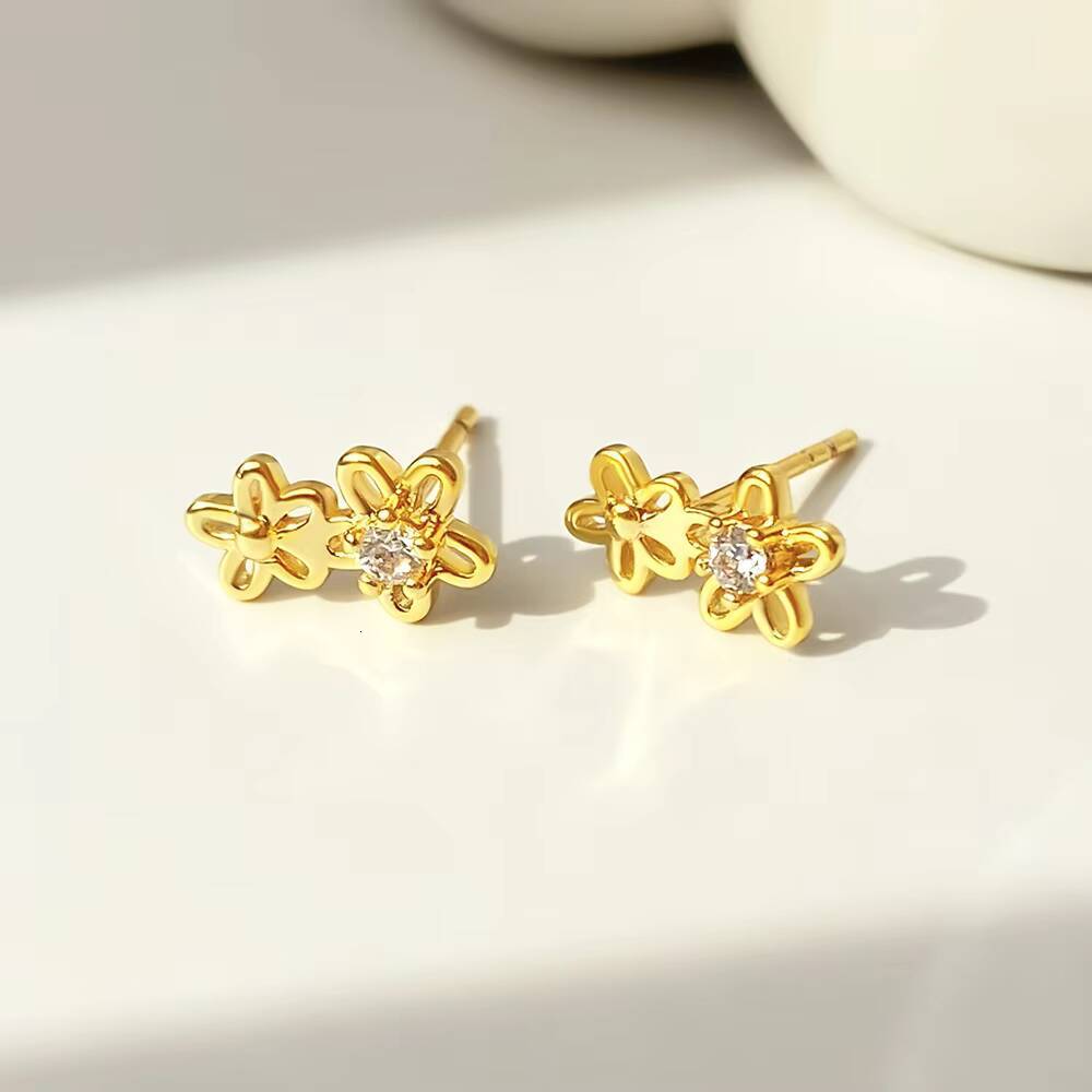 foxi Silver Jewelry TRENDY Earrings High Quality 925 Sterling Silver Cubic Zirconia Flower Earrings for Women