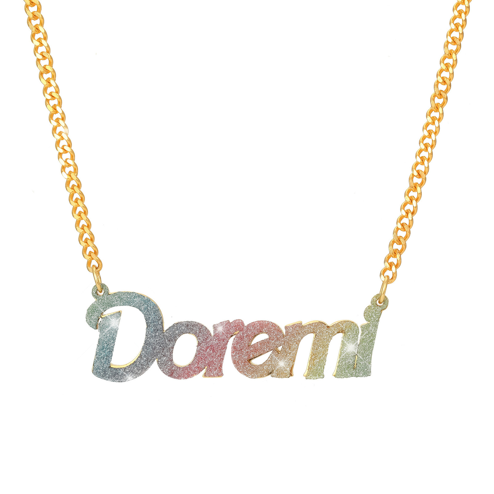 Bling Custom Name Necklace Colorful Earring Studs Stainless Steel Nameplate Chain Bracelet For Kids Jewelry 240906