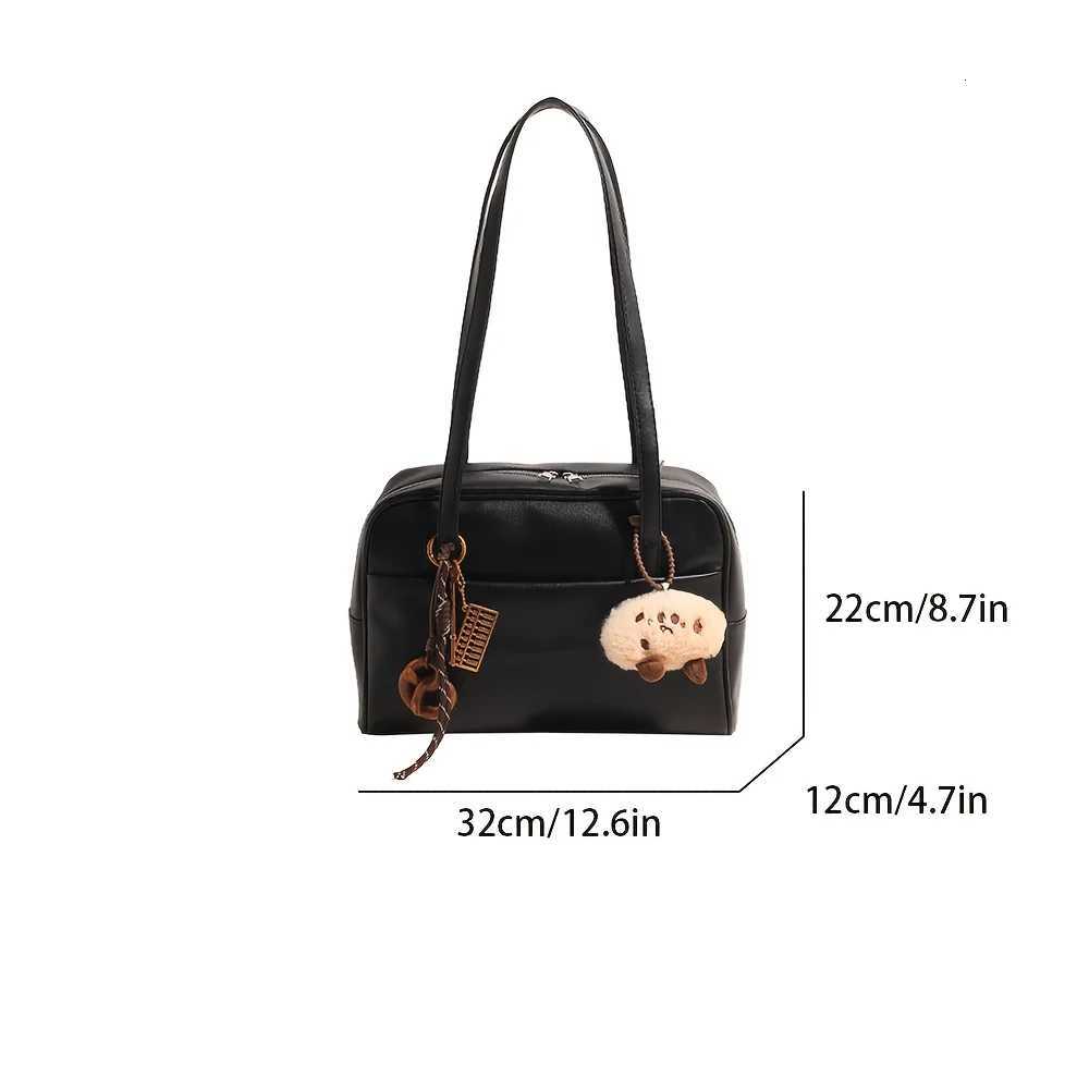 Retro College-Style Single-Shoulder Bag Versatile Large-Capacity Commuter Bag Fashionable Boston BriefcaseW251115