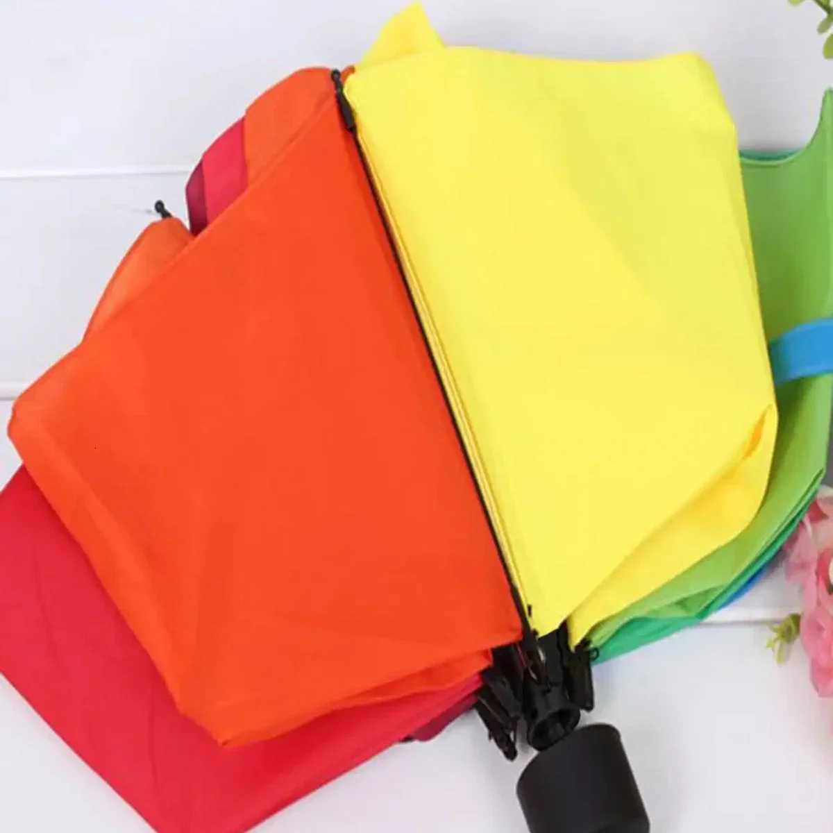 1pc - Rainbow Wonder - Portable Three- fold Umbrella with Short Handle Foldable Design for Effortless Style and Protection C251117