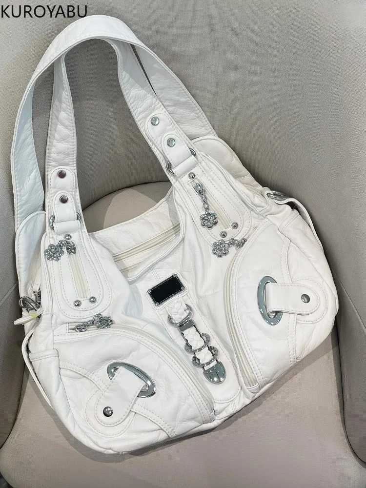 Y2K Shoulder Bags Women Handbags Chic Crossbody Bag Vintage Leather Motorcycle Bag Large Capacity Multi Pocket Bag Bolsos MujerW251117