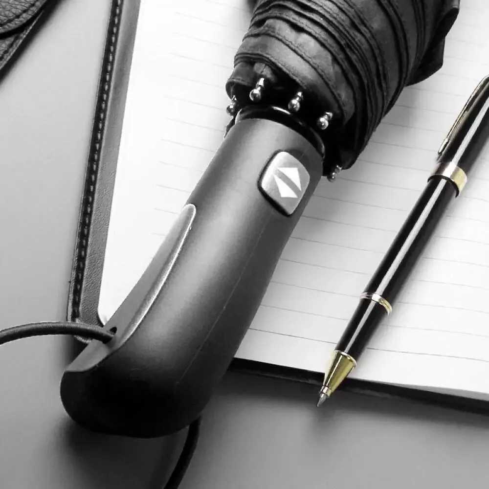 Sturdy 10 Rib Windproof Auto Open Business Umbrella Durable Black Promotional Parasol Large Coverage Rain Protection Custom C251117