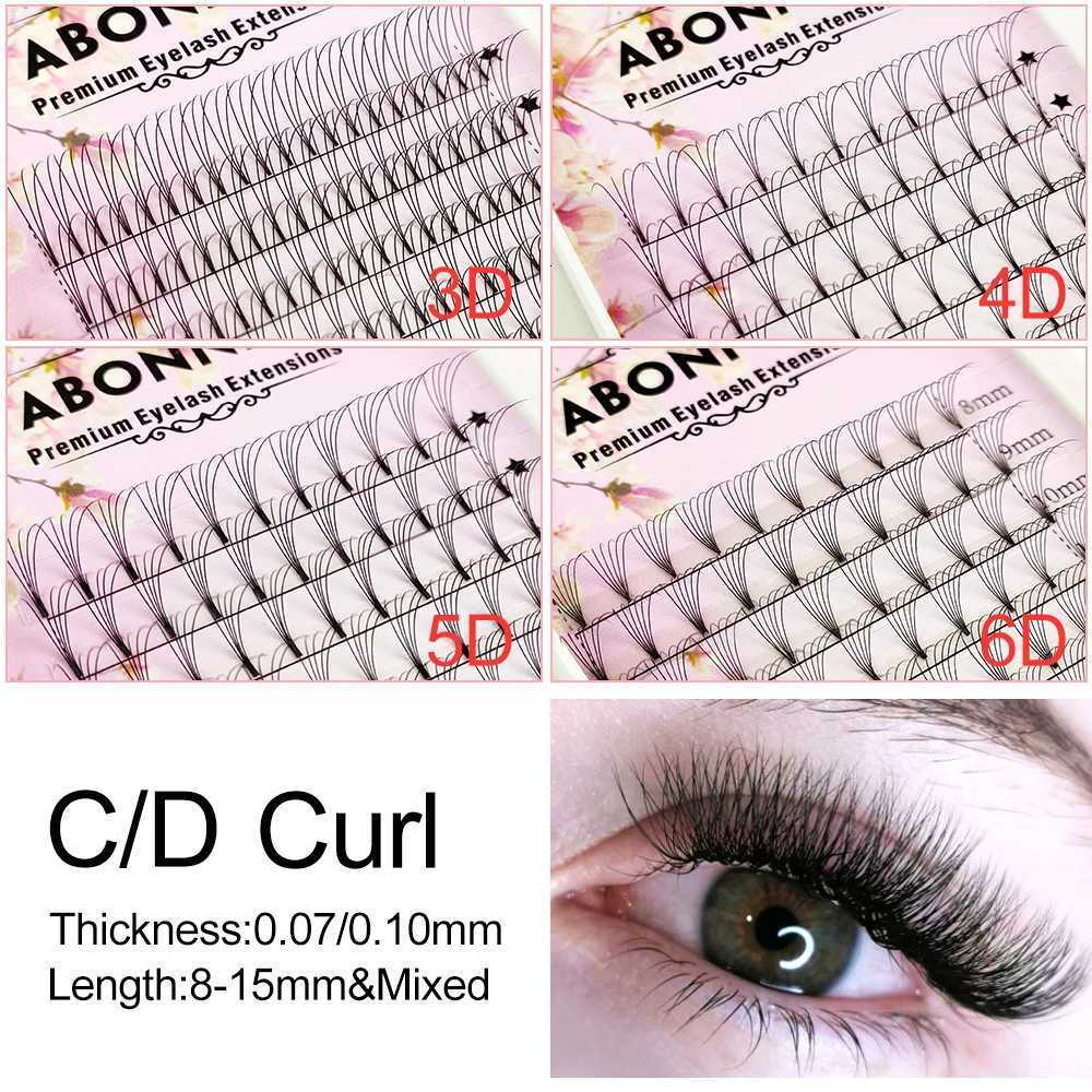 ABONNIE Premade Volume Fans Short Stem 3d/4d/5d/6d Russian Eyelash Extension Mink Eyelash Extension All Size Lashes TrayT251117