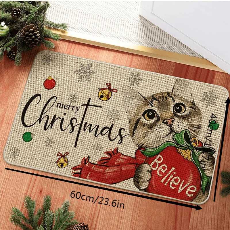 VIKAMA Christmas Carpet Santa Claus Pattern Doormat Festive Mat Living Room Bedroom Rug Welcome Mat Outdoor Carpet DecorativeM251117