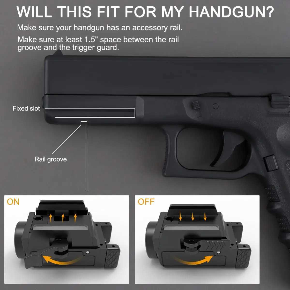 SecurityIng Flashlight Laser GF03 800 Lumens Tactical Mini Flashlight USB Rechargeable with 2 Modes Light for MIL-STD-1913 Rails M251117