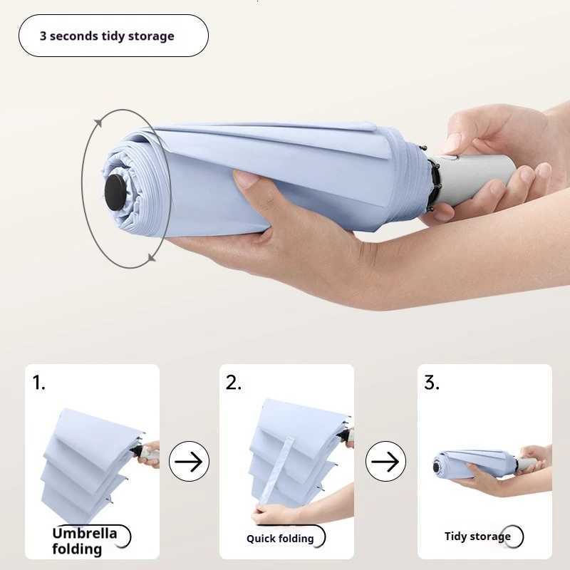 350g Easy Folding Umbrella Non Folding Fully Automatic Step by Step Folding Triple Folding Umbrella 8-Bone Folding Umbrella C251117