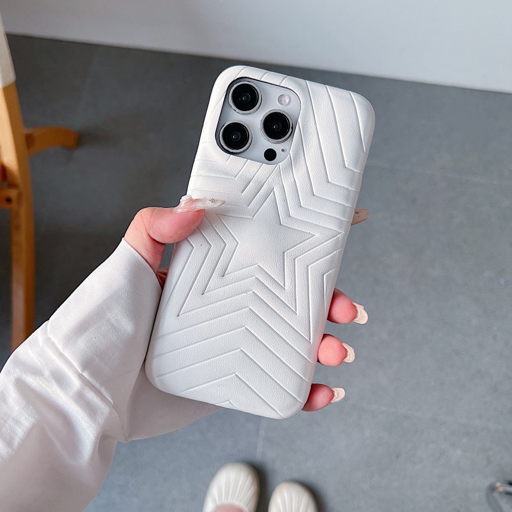 Line Five-Pointed Star Phone Case Compatible with iPhone 16/15 Pro Simple Solid Color Protective Cover iPhone 14 Cartoon
