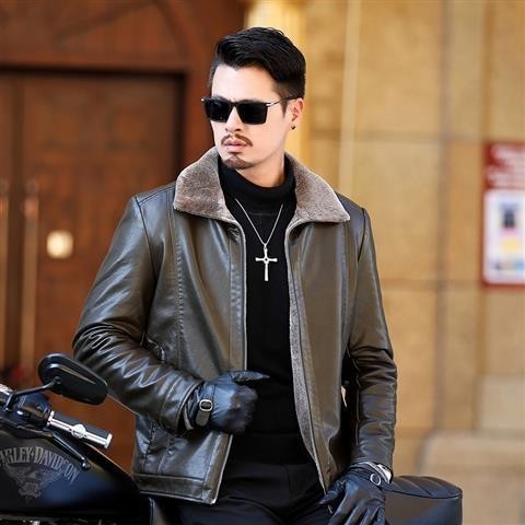 Leather Jacket Men Winter Fleece Warm Motorcycle Coats Mens Fashion Biker PU Jackets Slim Overcoat Thick Fur Collar Jackets 250113