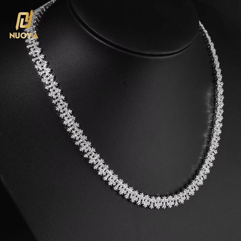 Moissanite Fine Jewelry 85MM Iced Out Diamond Chain Necklace Gold Plated Cross Design Bling Zircon Fashion Necklace for Men Women