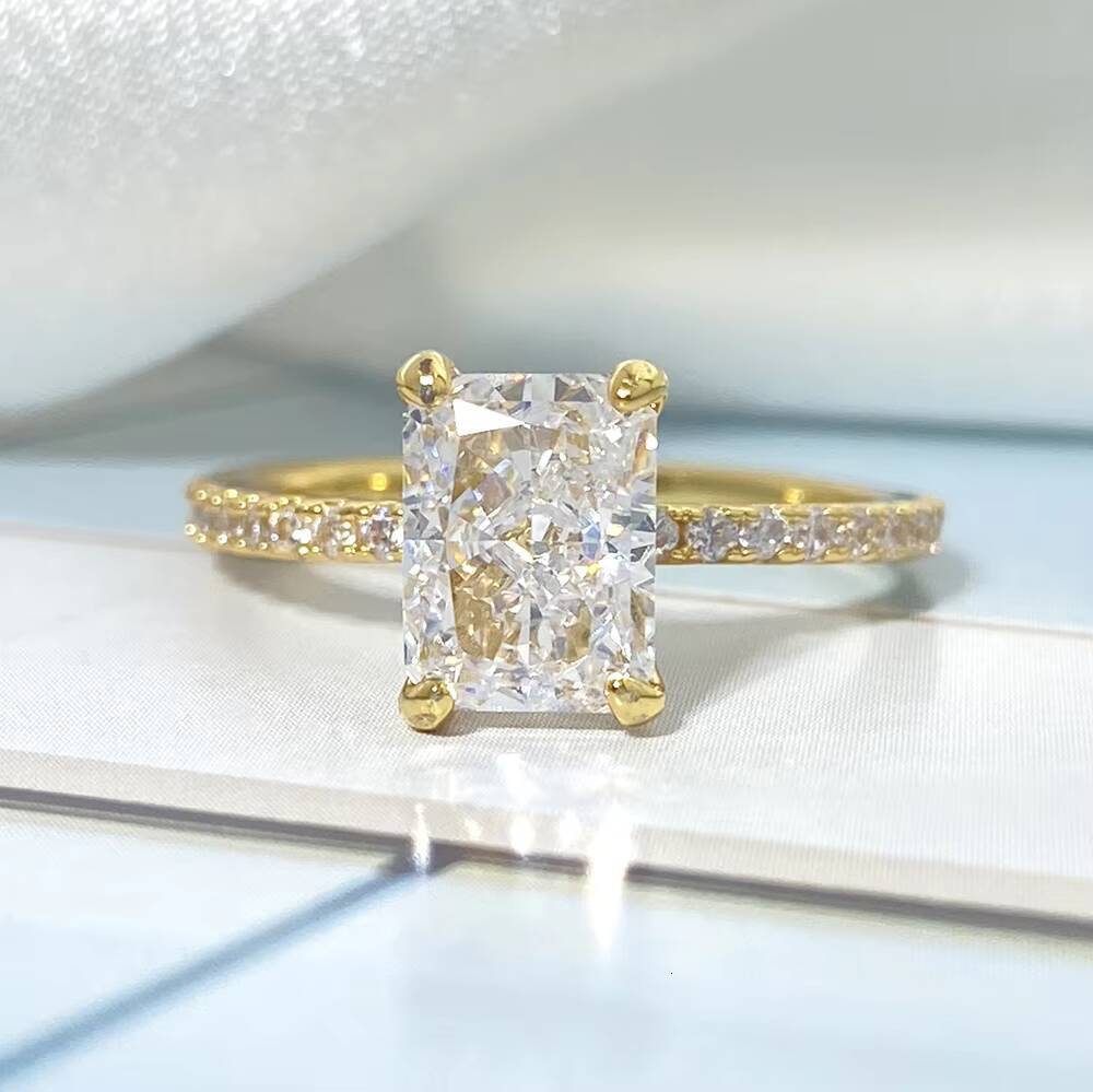 High Quality Ice Cut 925 Sterling Silver Rhodium Plated Eternity Engagement Rings Zirconia for Gift