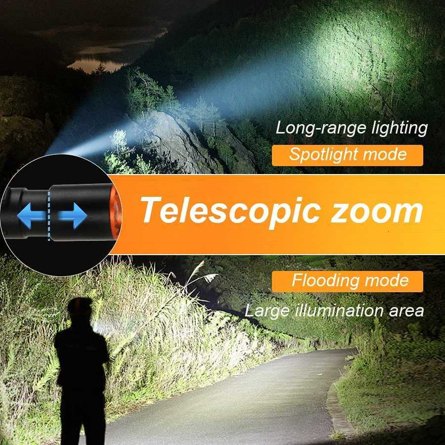 Mini Powerful LED Flashlight Zoom Tactical Torch With Pen Clip Light USB Rechargeable Magnet Work Light Outdoor Camping Fishing M251117