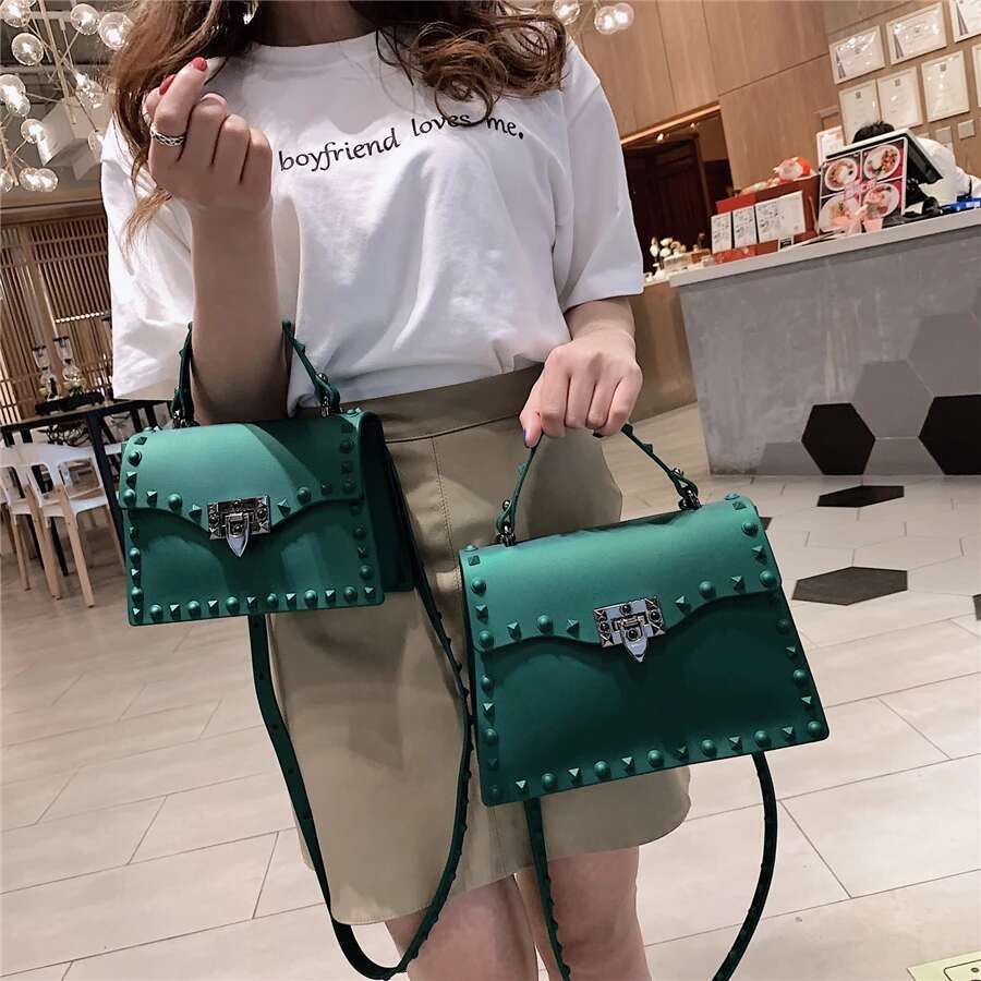 High Quality PVC Handbags Fashion Ladies Shoulder Bag Designer Crossbody For Women Small Rivet Messenger Bags