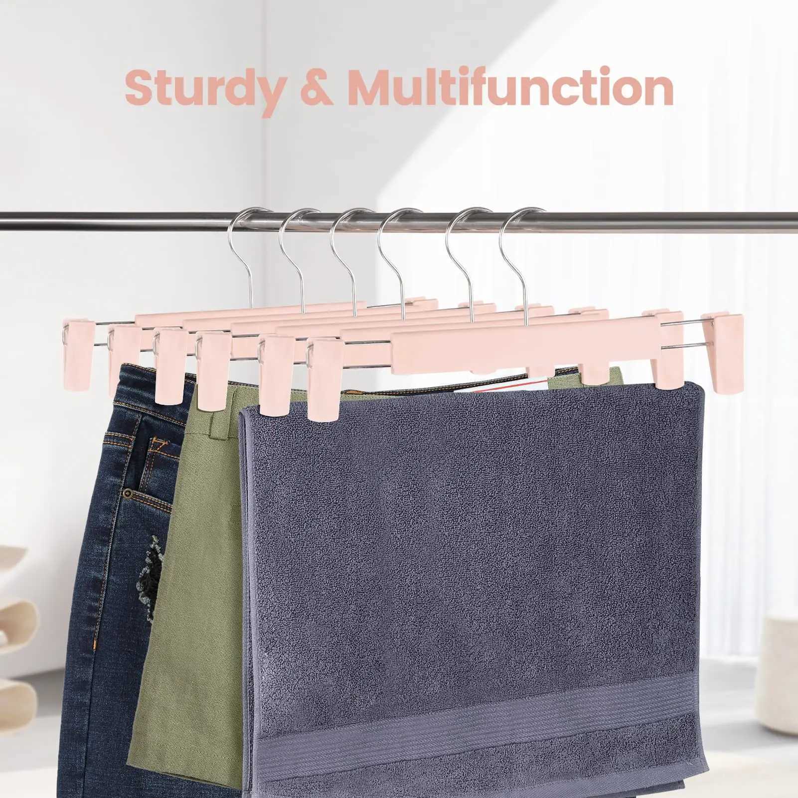 10 Pack Pants Hangers with Adjustable Non-Slip Clips Anti-Rust Hanging Hook for TrouserSkirtsJeansClothes Hangers C251117
