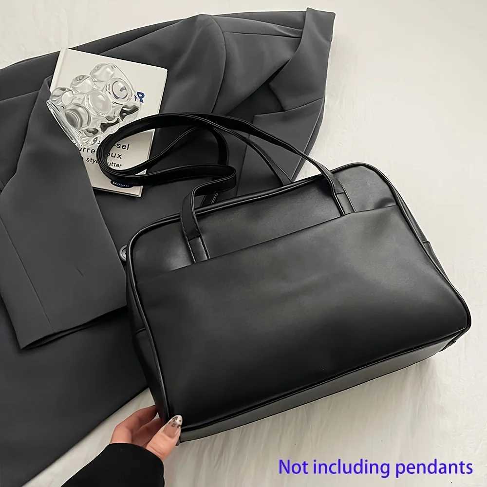 Retro College-Style Single-Shoulder Bag Versatile Large-Capacity Commuter Bag Fashionable Boston BriefcaseW251115