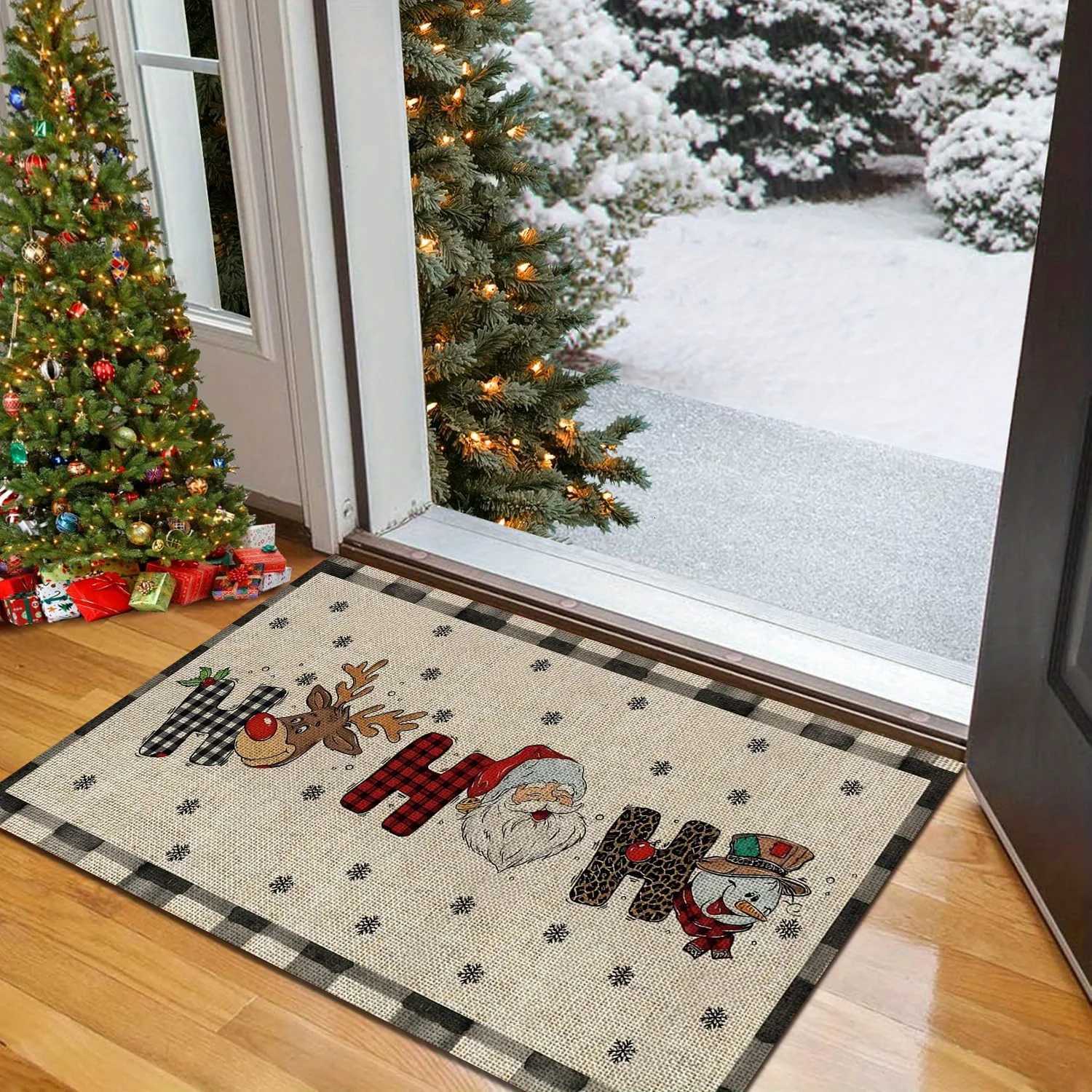 VIKAMA Christmas Carpet Cute Cartoon Floor Mat Doormat Welcome Mat Outdoor Carpet Living Room Carpet Rug For Bedroom Home DecoraM251117