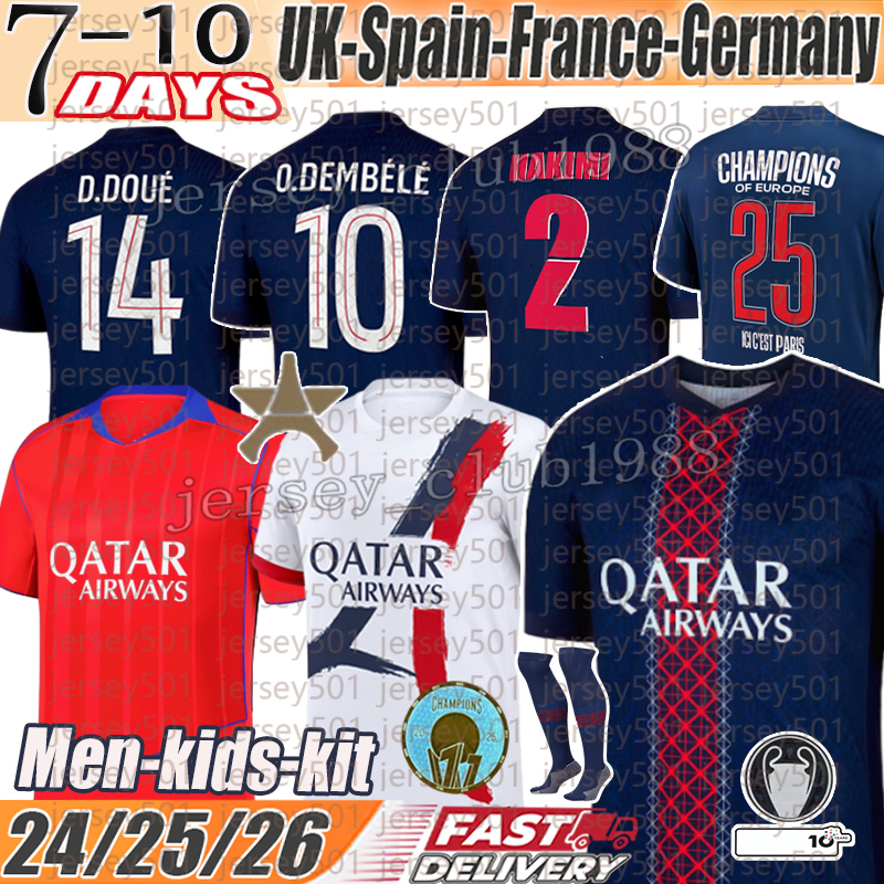 psges jersey 25 26 Ousmane Dembele jersey Khvicha Kvaratskhelia Football Shirt GonCalo Ramos Gianluigi Donnarumma kit Soccer Jerseys kids paris st ger