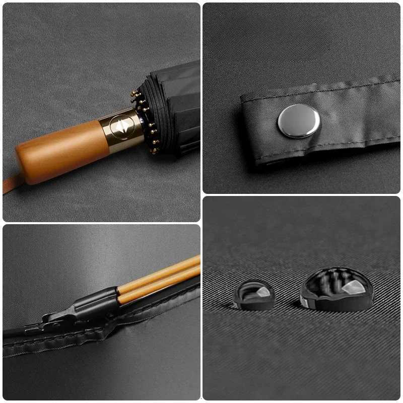 Business Fully Automatic Folding Umbrella Men and Women Windproof 32 Bone Wooden Handle Waterproof Sunshade Rain Umbrellas C251117