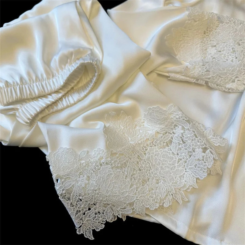 Pyjama Woman Silk Satin Sleepwear For Sleeping Clothes Fashion Lace Home Clothing Womens Pajamas Suit Femme Nightwear 251114