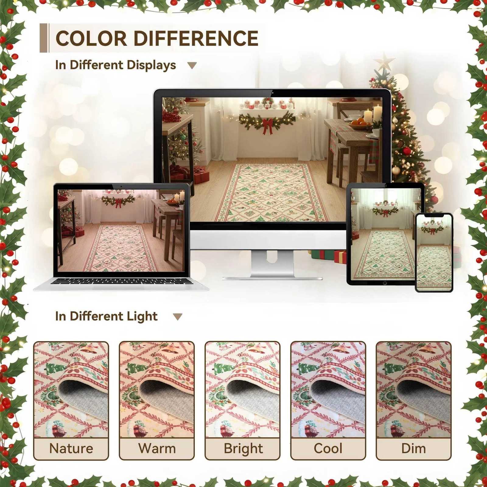 VIKAMA Christmas Cartoon Checkered Door Mat Festival Mat For Entrance Hall And Bathroom Anti-Slip Durable Home Decor CarpetM251117