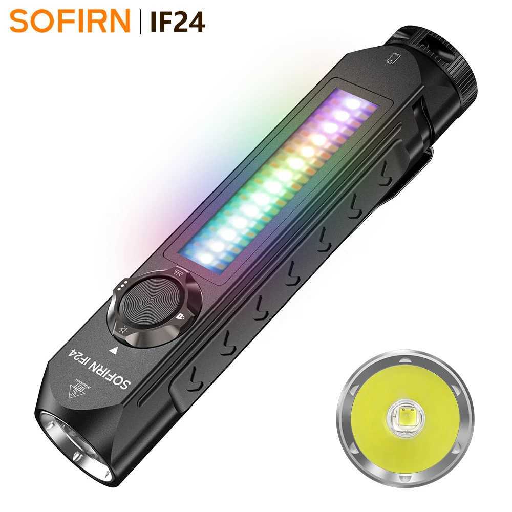 Sofirn IF24 RGB Light SST40 2000lm Powerful LED Flashlight 5V 2A 18650 USB C Rechargeable Torch IP66 Waterproof with Magnetic M251117