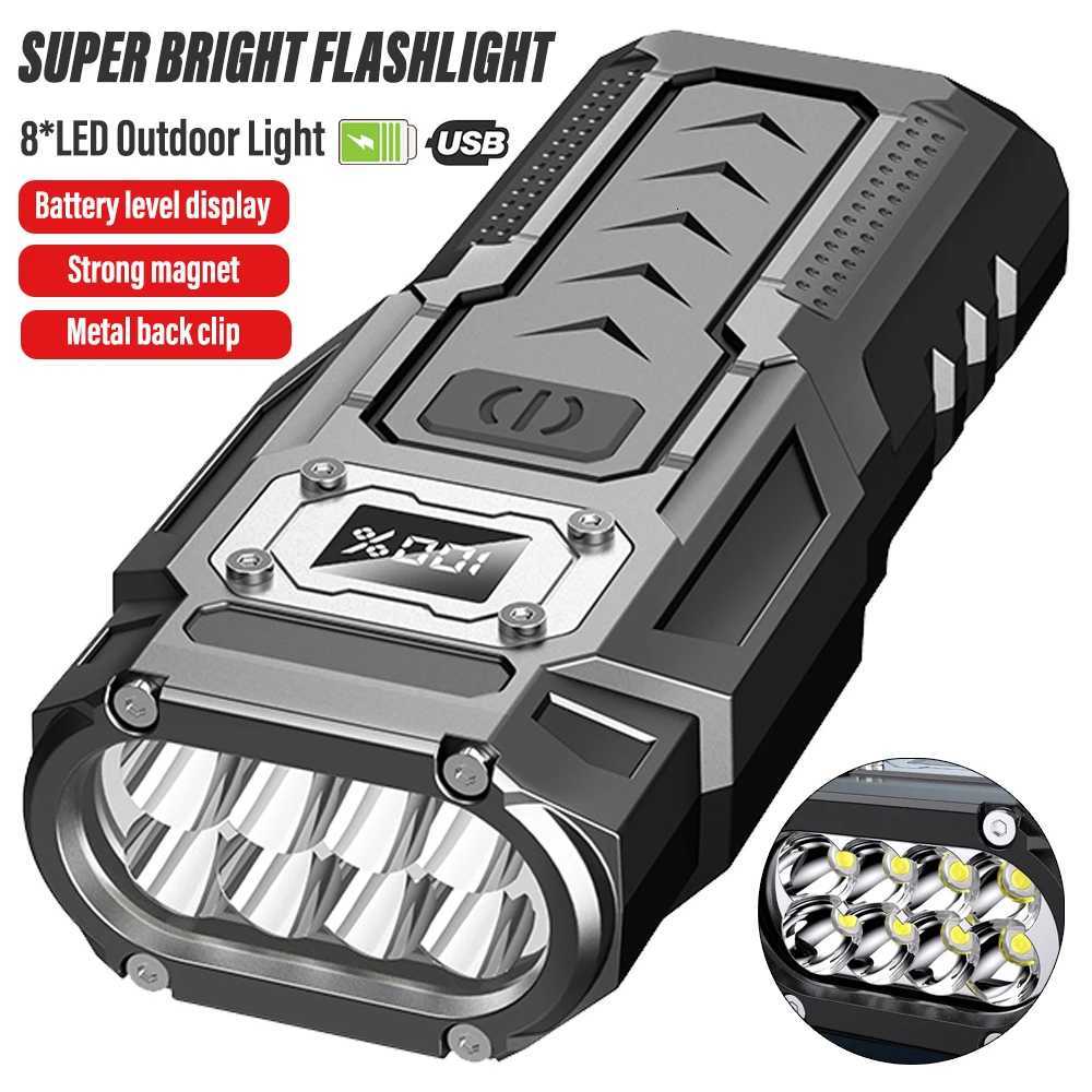 Super Bright LED Flashlight Rechargeable Torch Portable Work Light Outdoor Camping Light with High Brightness COB Side Light M251117
