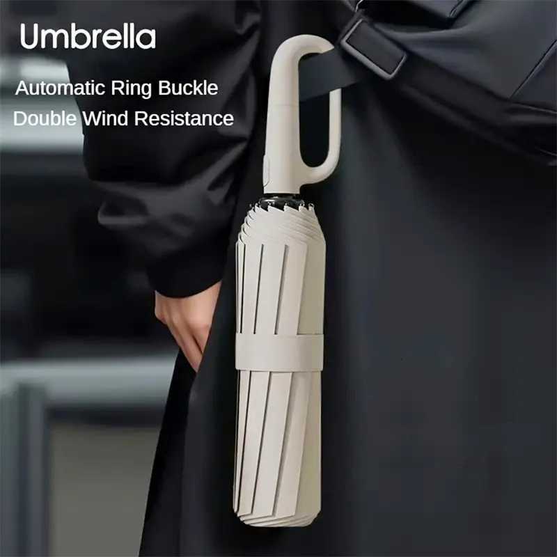 Extra Large Reinforced Wind-resistant Rain-resistant Dual-purpose UV-resistant Fully Automatic Ring-buckle Umbrella C251117