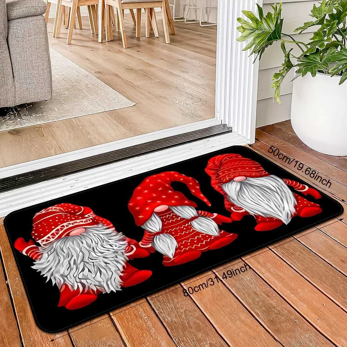 Vikama Christmas Carpet Doormat Orange Santa Claus Welcome Mat Winter Warm Floor Mat Rug For BedroomHome DecorationM251117