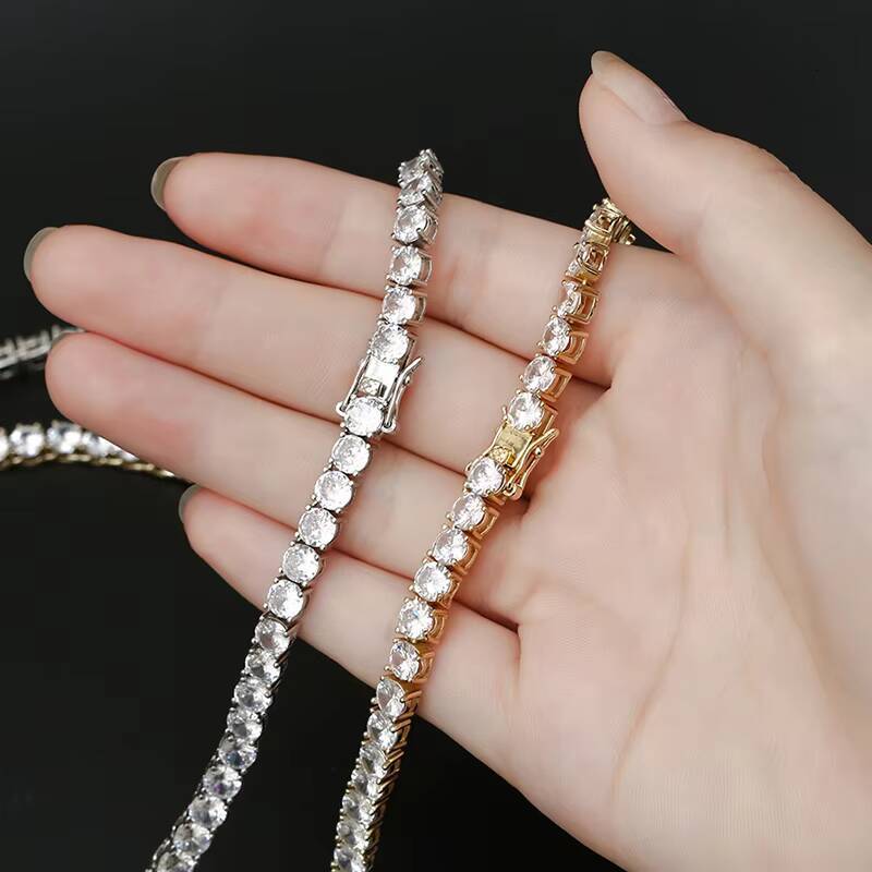 Moissanite Gold Plated Hip Hop Diamond CZ Tennis Bracelets Cubic Zirconia Women Tennis Bracelets