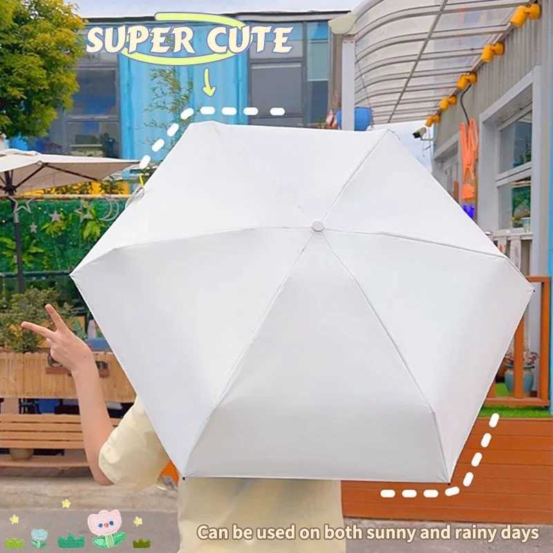 Folding Travel Umbrella 6 Ribs Lightweight Compact Pocket Umbrella Windproof Rainproof with Capsule Storage for Daily Life C251117