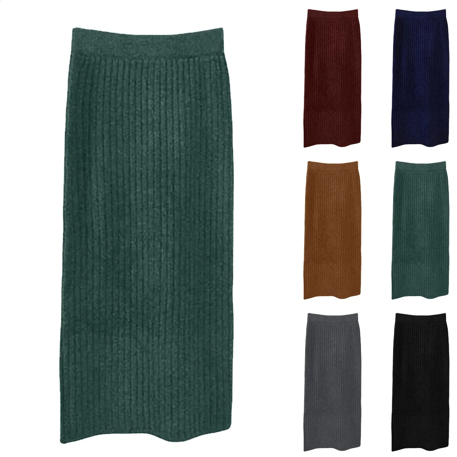 Spring and Autumn Knitted Half Length Womens Wool High Elasticity Waist Medium Solid Wrinkle Skiing 250415Z