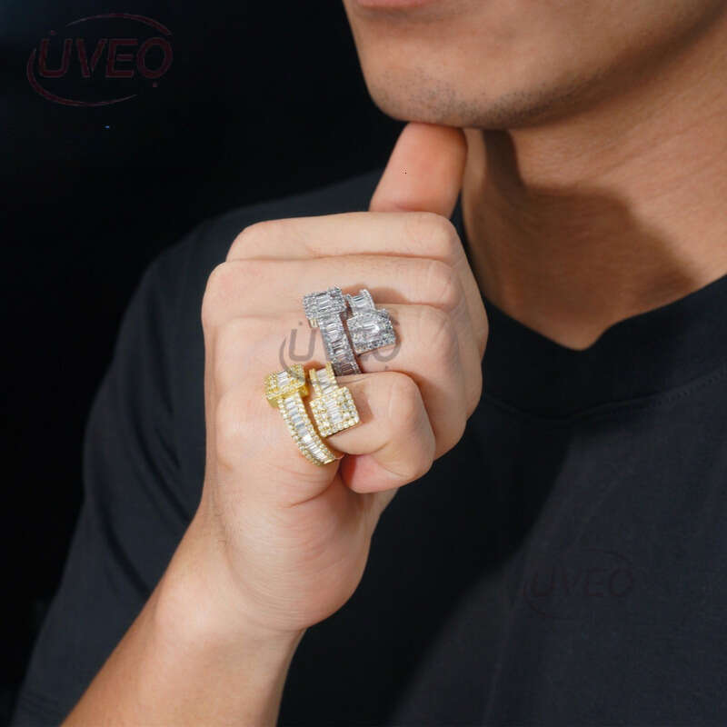 Jewelry 925 Iced Out Gold Moissanite Ring VVS Hip Hop Pass Dias Tester Sterling Silver Fashion