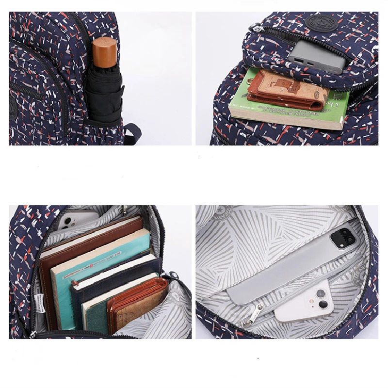 TEGAOTE Waterproof 2024 Nylon Flower Pattern Fashion Casual A4 Girl Boy Women Men School Backpack Lightweight Travel Bag M1318 251124