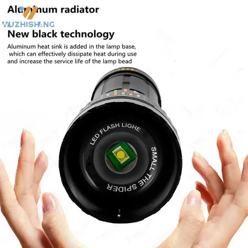 New Powerful G600/601 LED Flashlight Zoomable Spotlight with Power Display Type-c Charging Outdoor Emergency Camping Lantern M251117