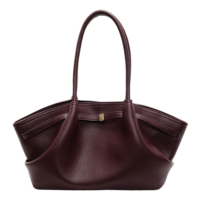 Wrinkled Hand-held Bucket Bag 2025 Spring New Casual Simple Handbag Suitable For Women's Work And Commuting Large Capacity Shoulder Bag Fashionab