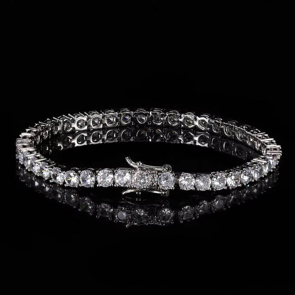 Moissanite 3MM High Quality Diamond Tennis Bracelet Iced Out CZ Stone 18k Gold Plated Tennis Chain Jewelry for Women