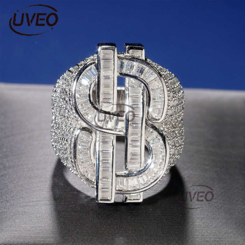Iced Out Jewelry Gold 925 VVS Moissanite Ring Moissanite Diamond Hip Hop Pass Diamond Tester Couple Women