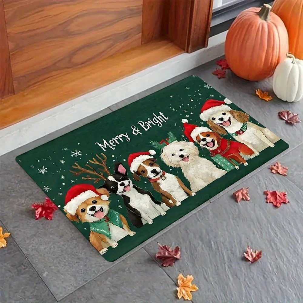 1pc Christmas Dog Mat Merry Bright Holiday indoor and outdoor rear front door welcome mat winter door matM251117