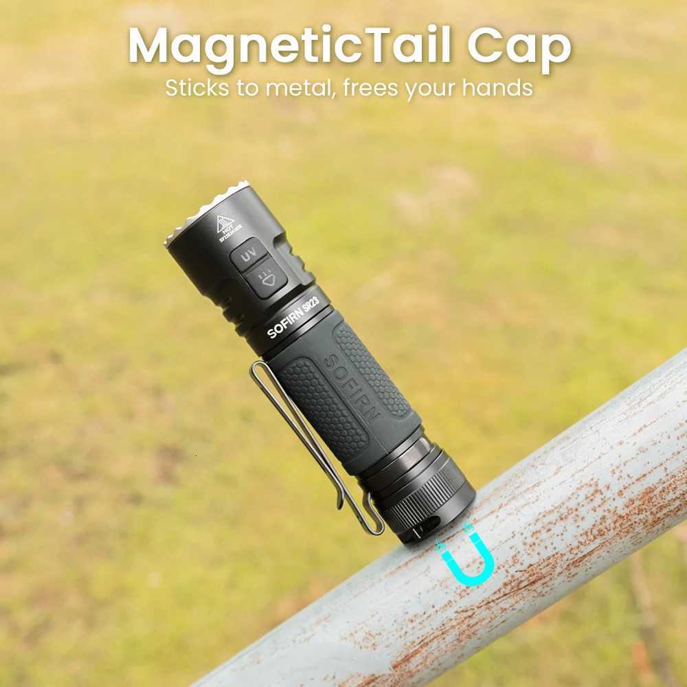 SOFIRN SR23 Dual Light Flashlight 3300lm White Floodlight365nm UV Light 21700 USB C Rechargeable EDC lamp with Magnetic Tailcap M251117