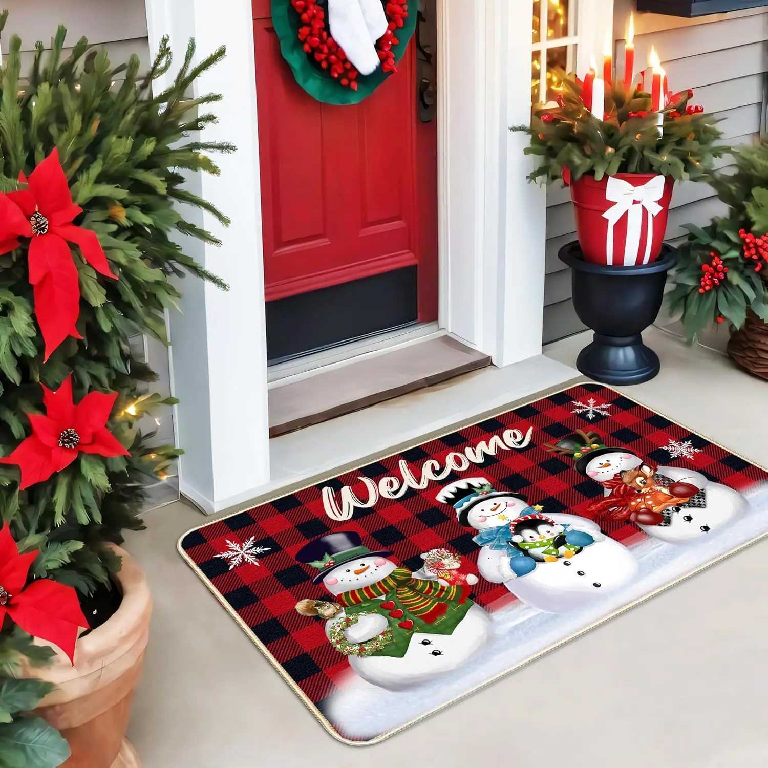 VIKAMA Christmas Snowman Carpet Indoor Outdoor Non-Slip Resistant Dirty Door Mat Living Room Sofa Mat Christmas DecorationM251117