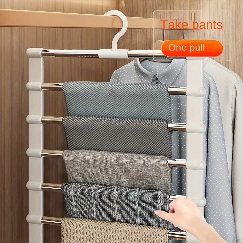 1pc Stainless Steel Jeans Hanger with Folding Design for Leggings and Wide-Leg Pants - Space-Saving Closet Organizer C251117