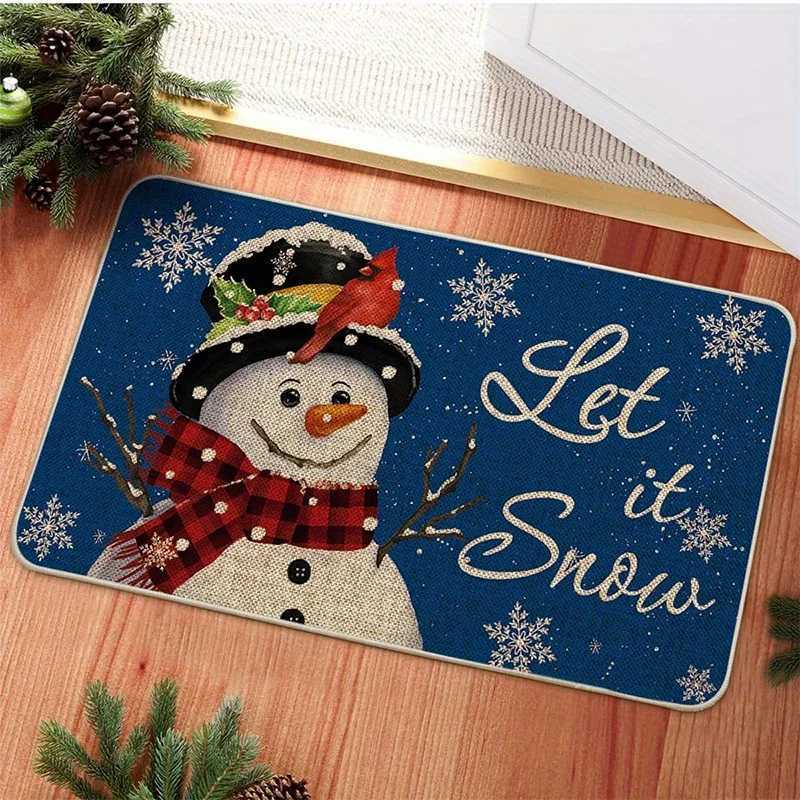Christmas Element Printed Doormat Anti Slip and Anti Stain 100 Polyester Carpet Suitable for Front Door Living Room Bedroom RugM251117