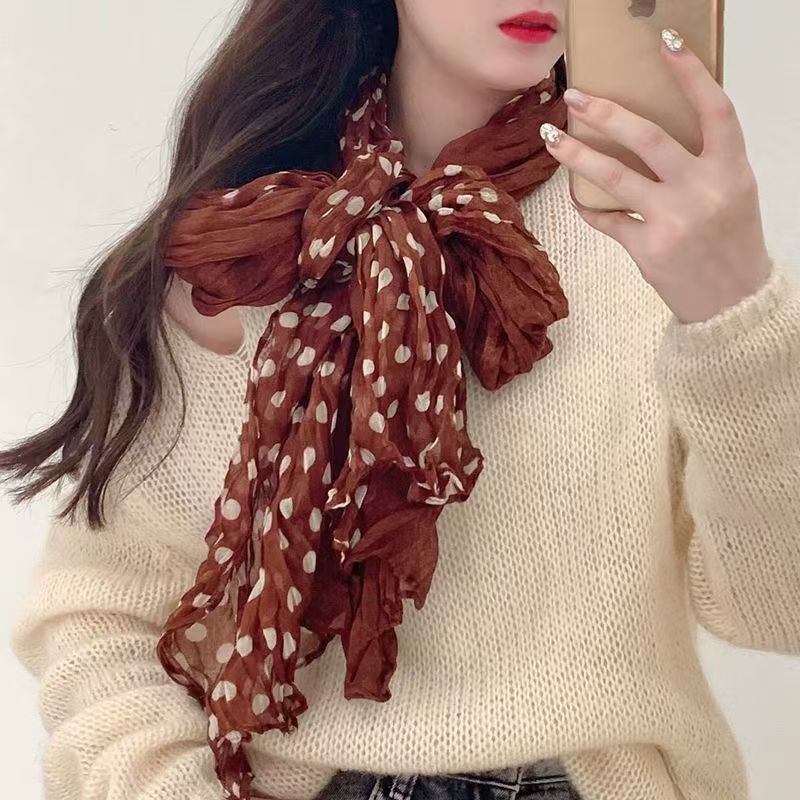 T493 new cotton and linen scarf female retro gradient long shawl literary pleated thin spring and autumn warm neck collar