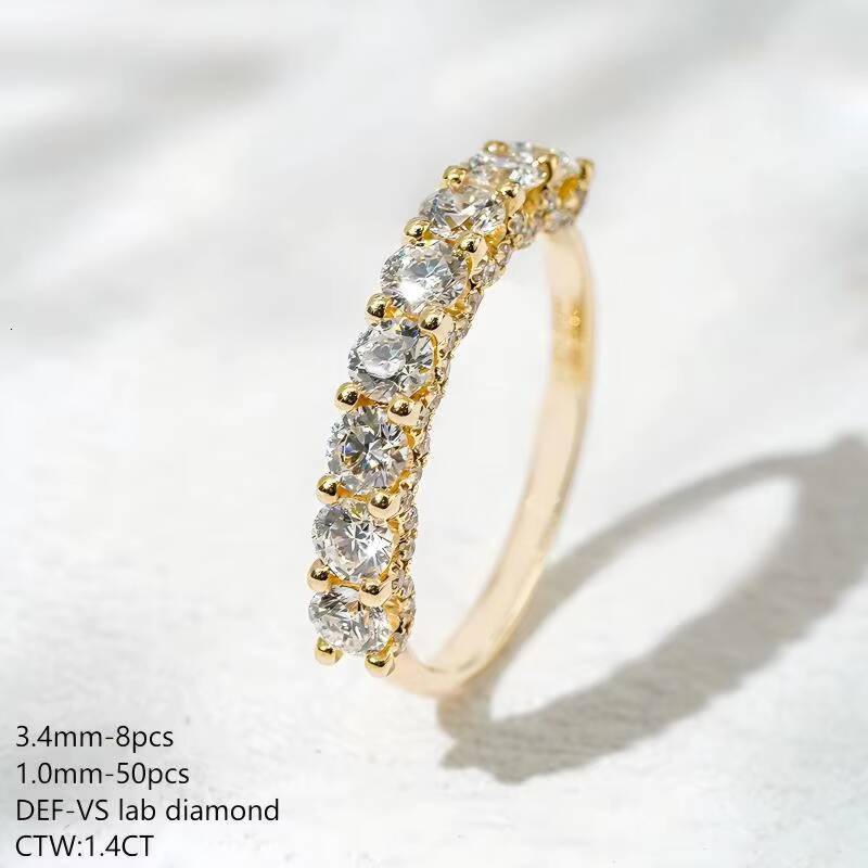 34MM DEF VVS VS Round EX Cut Diamond Jewelry Starsgem Wedding Band 18K Solid Gold HPHT CVD 10MM Lab Grown Diamond Ring