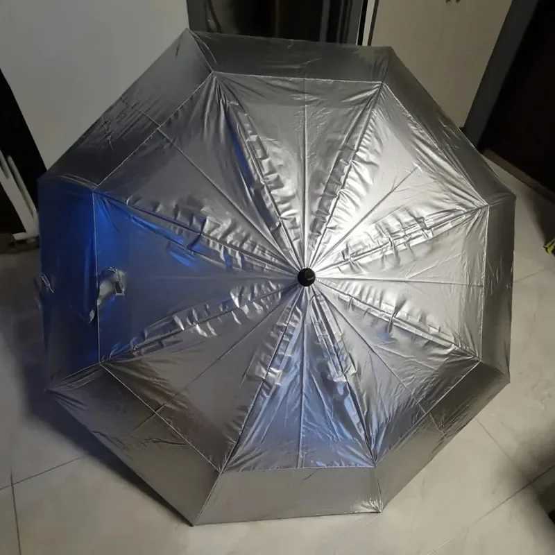 180CM Big Size Long Handle Umbrella Double-deck Large Rain Umbrellas Luxury Silver Dual Use Sunscreen Windproof Rain Gear Gift C251117