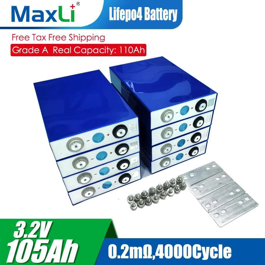 LiFePO4 3.2V EVE 105AH Battery Cell Grade A EVE MB31 314Ah with Free Busbar for DIY 12V 24V 48V Lithium Battery Pack UA NO TAX