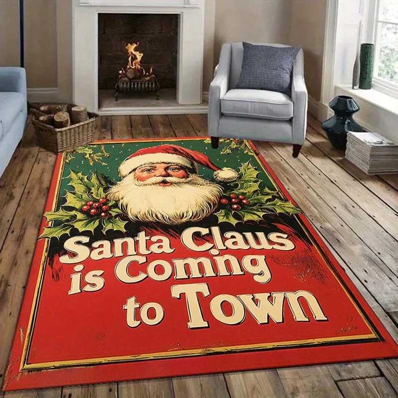 Santa Claus Christmas Rug for Festive Holiday Decor Seasonal Area Rugs Winter Wonderland Home Accents Skid resistant carpetM251117